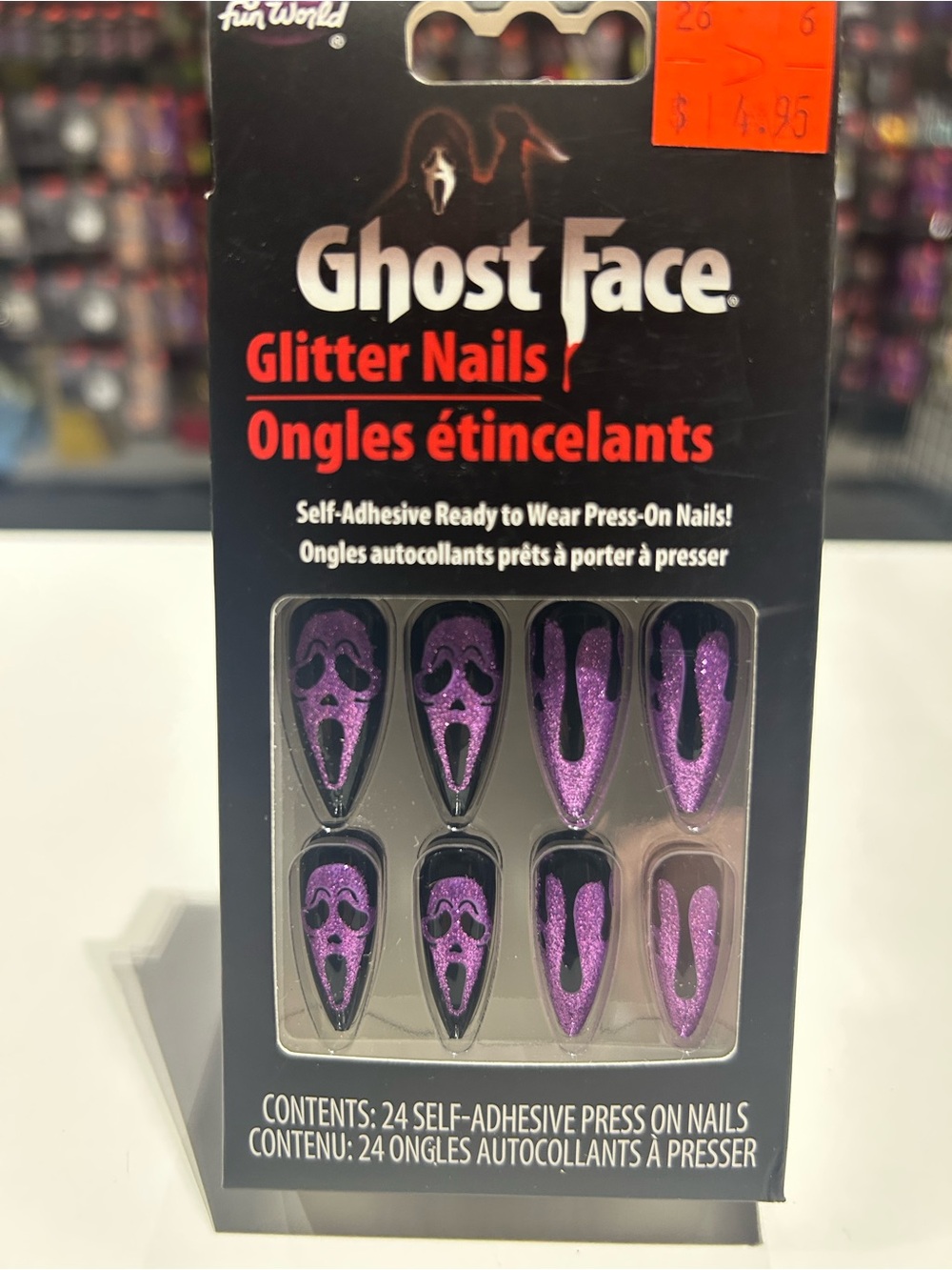 Purple Glitter Self-Adhesive Press-On Nails